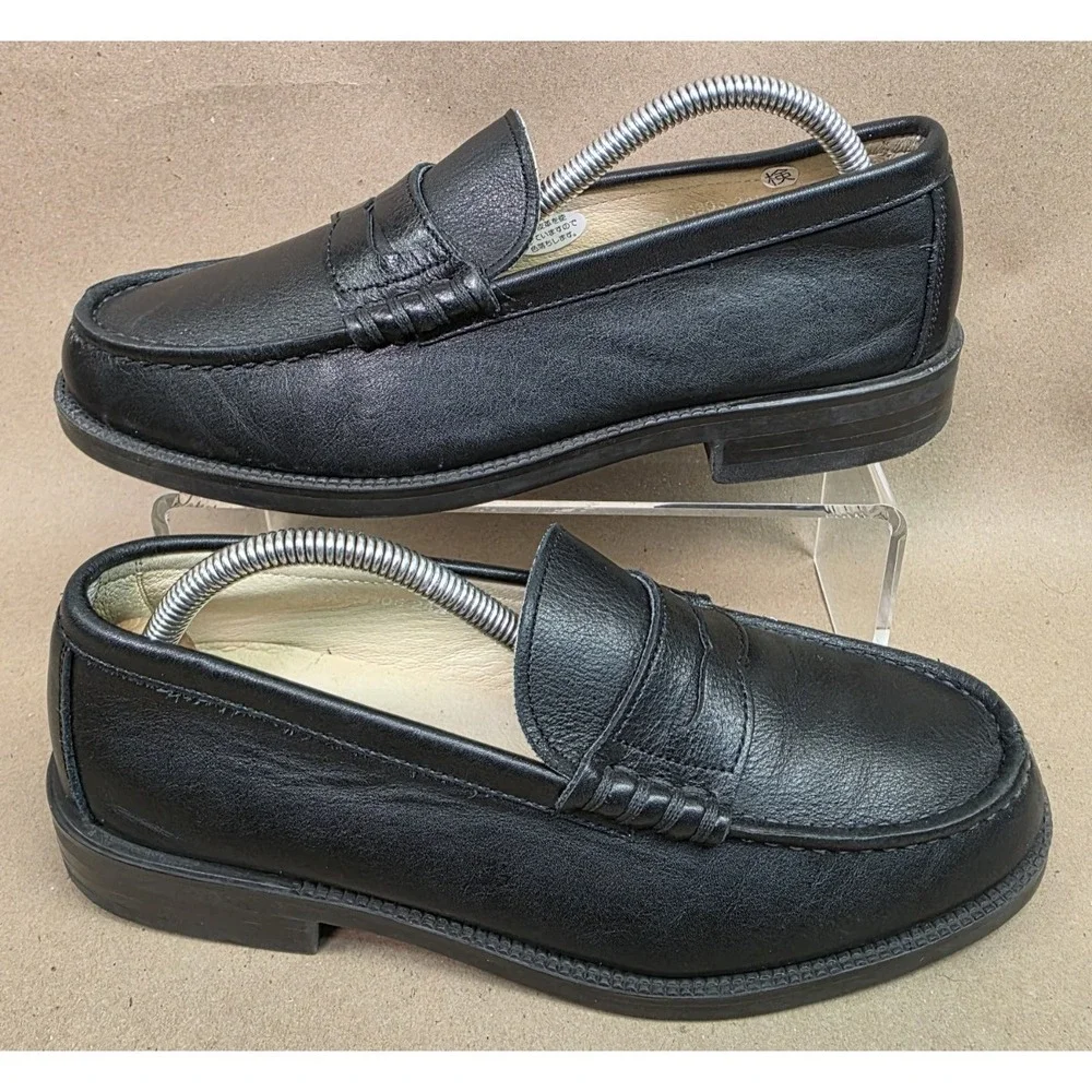 HARUTA (Sz 24.5 EEE) US 6.5 Black Leather Penny Loafer Men's Dress Shoes Slip On